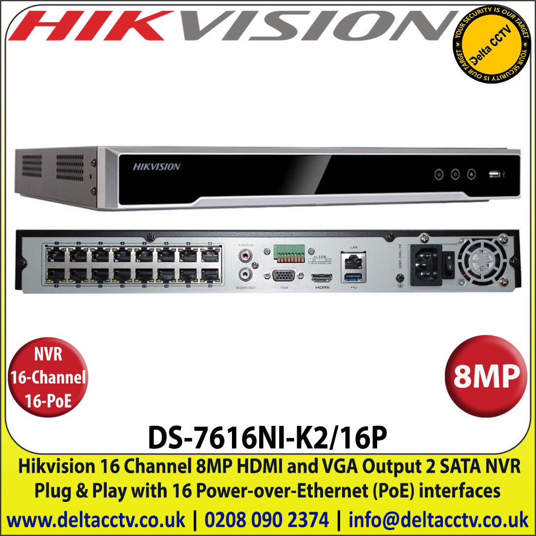 Hikvision NVR 16CH 160Mbps with 16 PoE Eco Version