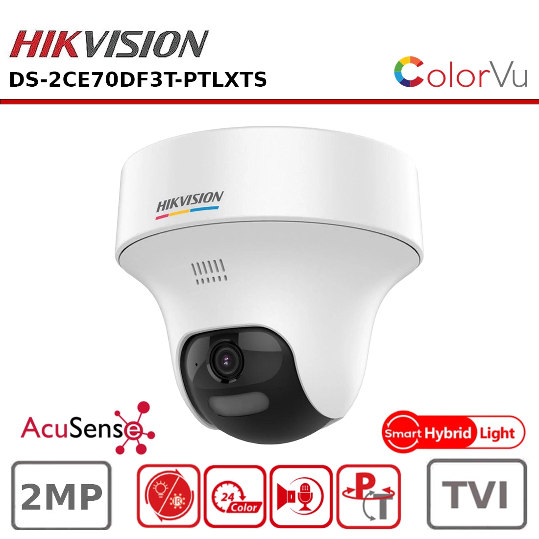 Hikvision DS-2CE70DF3T-PTLXTS 2MP ColorVu PT turret camera