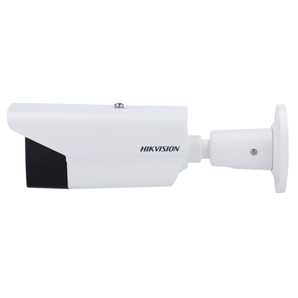 White Hikvision outdoor security CCTV bullet camera side view