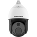 Hikvision white dome CCTV security camera with black lens, front view