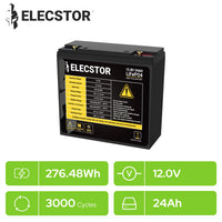 ELECSTOR 12.8V 24AH LIFEPO4 BATTERY - NeonSales {{ shop.shopifyCountryName }}
