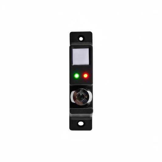 Electronic lock panel with green and red indicator lights and keyhole, security accessory
