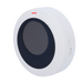 round white motion sensor detector with black center and red indicator for security system