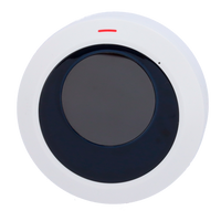 Round motion sensor with white frame and black center for home security alarms