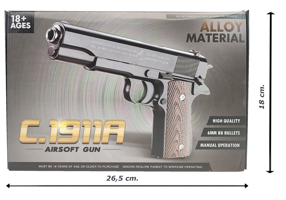 C1911A 6MM BB ALLOY MATERIAL AIRSOFT PISTOL - NeonSales {{ shop.shopifyCountryName }}