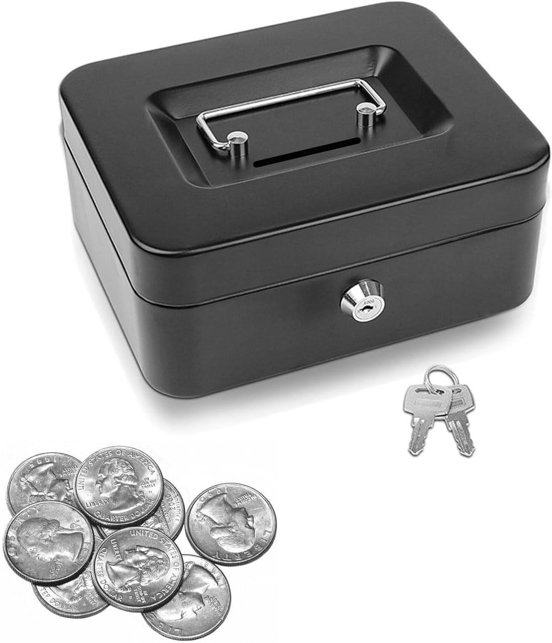 Mini petty cash drawer with keys black