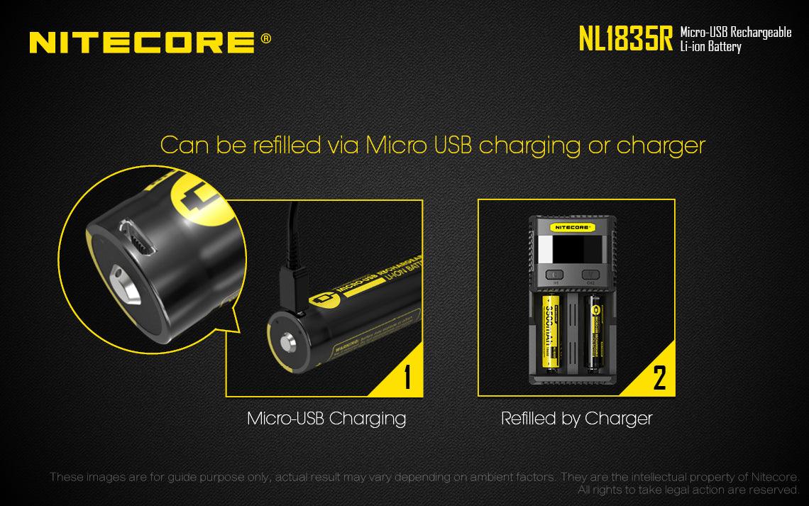 NITECORE NL1835R RECHARGE 3.7V BATTERY 3500MAH USB