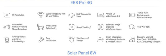 EZVIZ EB8 4K 4G-WIFI PRO KIT WITH SOLAR PANEL