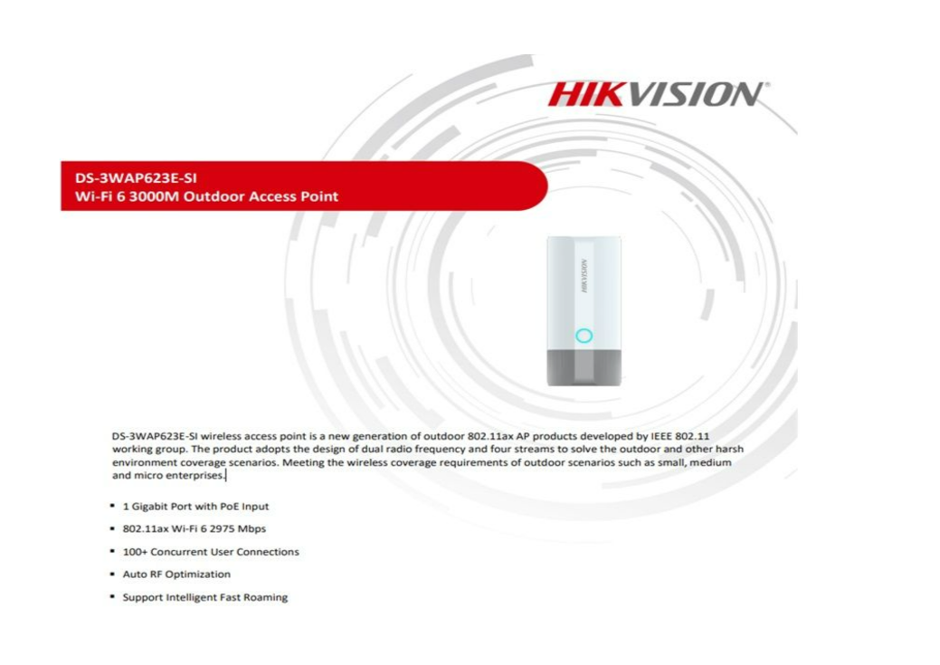 HIKVISION 3000M WIFI 6 OUTDOOR ACCESS POINT