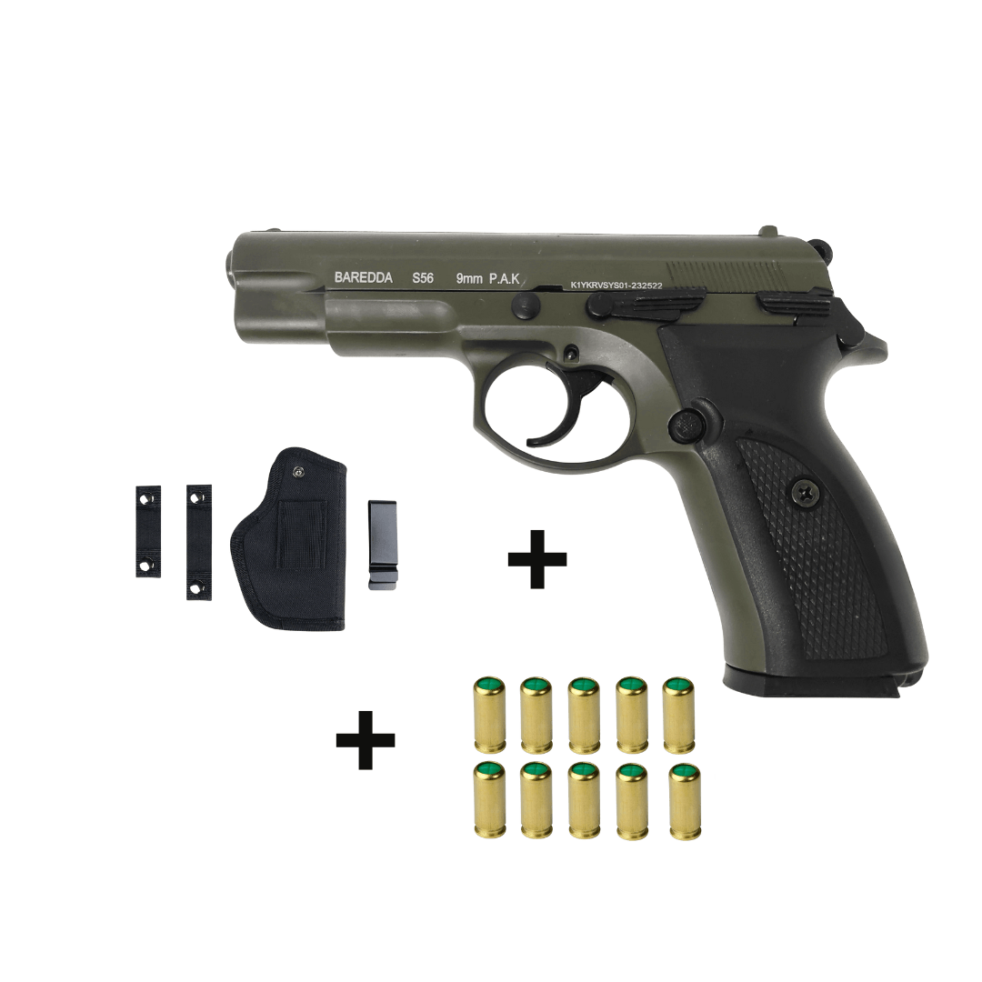 BAREDDA S56 OLIVE DRAB + 10 BLANKS + HOLSTER