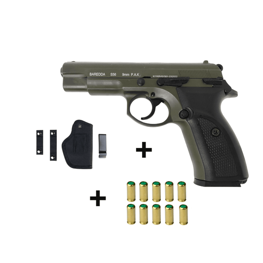 BAREDDA S56 OLIVE DRAB + 10 BLANKS + HOLSTER