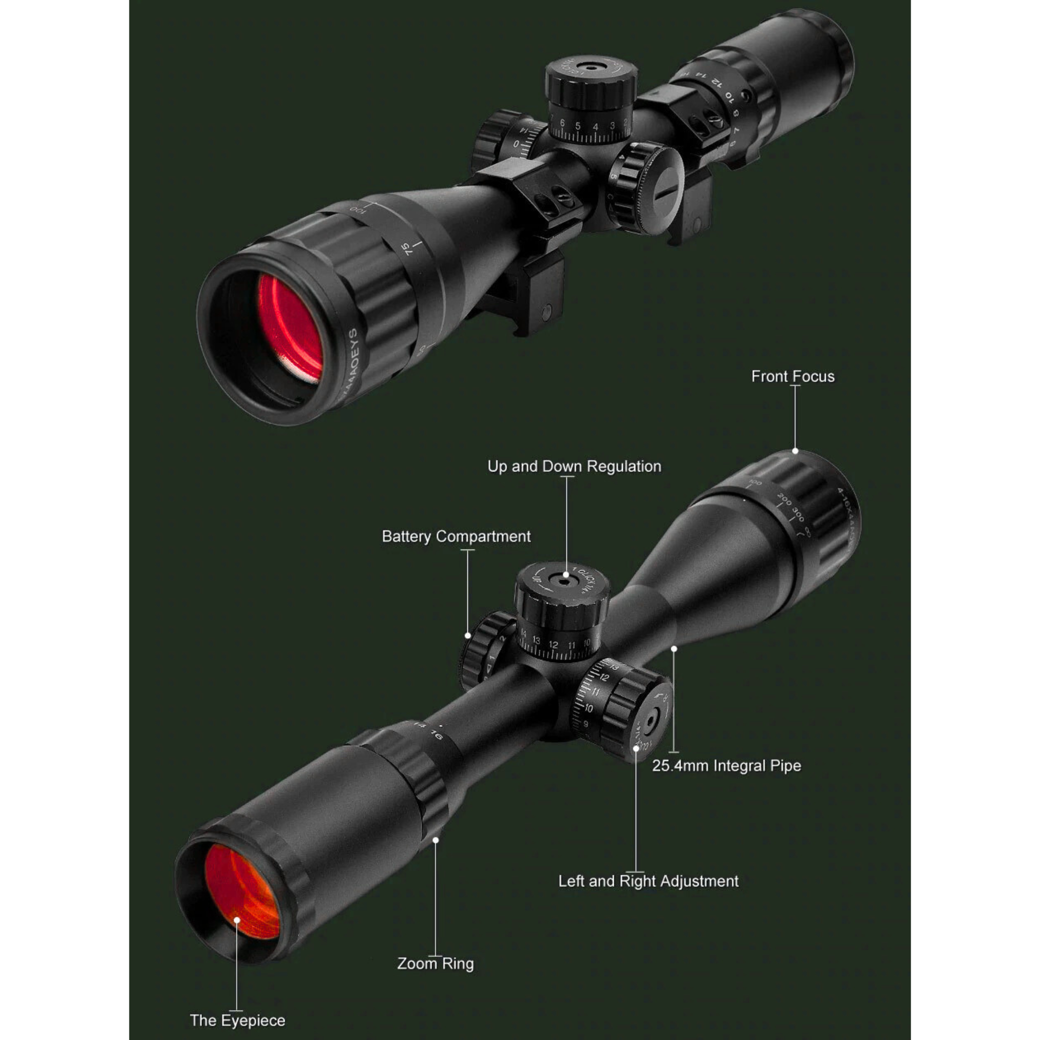 BSA-T TYPE .22 RIFLE SCOPE 4-16X44 AOEYS