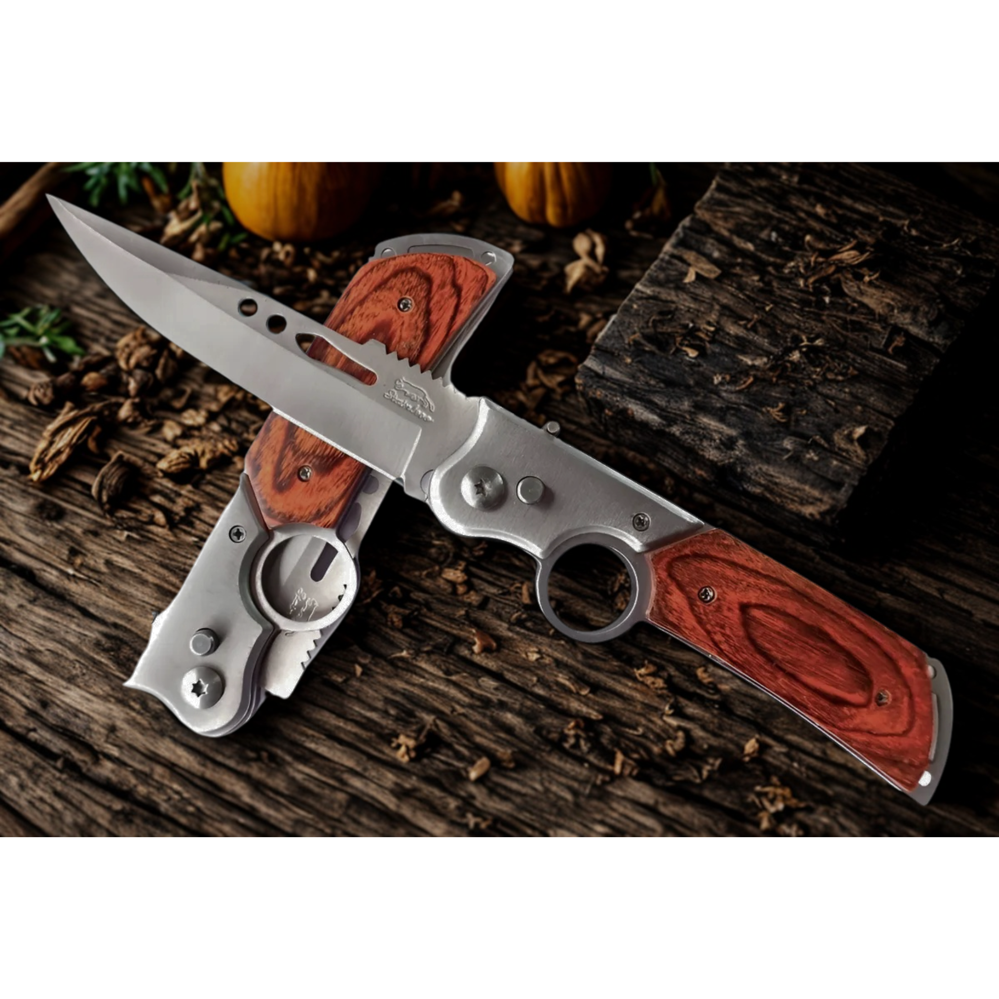 SANDFACE PUSH BUTTON KNIFE WITH FINGER LOOP - 659