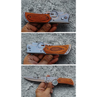 SANDFACE PUSH BUTTON KNIFE WITH FINGER LOOP - 659