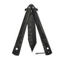 BUTTERFLY KNIFE WITH LATCH LOCK - BLACK
