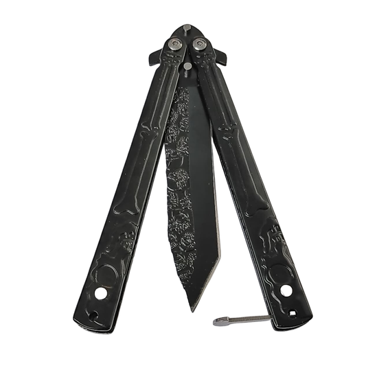 BUTTERFLY KNIFE WITH LATCH LOCK - BLACK