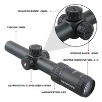 VECTOR OPTICS - S6 RIFLE SCOPE 1-6X24 SFP LPVO - NeonSales {{ shop.shopifyCountryName }}