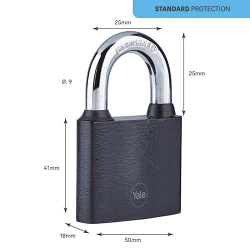 YALE CAST IRON PADLOCK - 50MM OPEN SHACKLE