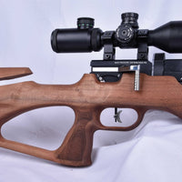 Kervan Airboss K1 PCP rifle - walnut stock and receiver detail