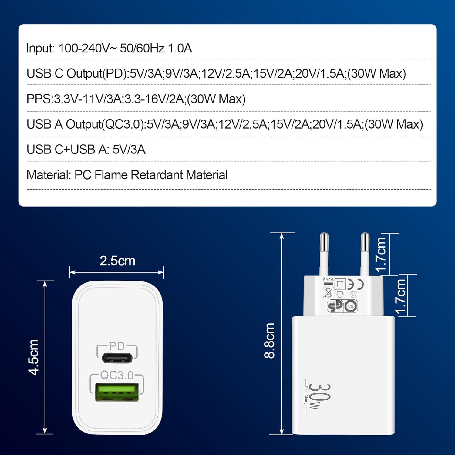 ANDOWL FAST CHARGER (30W, 5/9/12V) - Q-PD7 - NeonSales {{ shop.shopifyCountryName }}