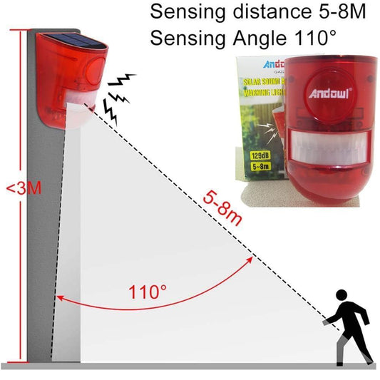 ANDOWL Q-A233B solar PIR alarm detection range