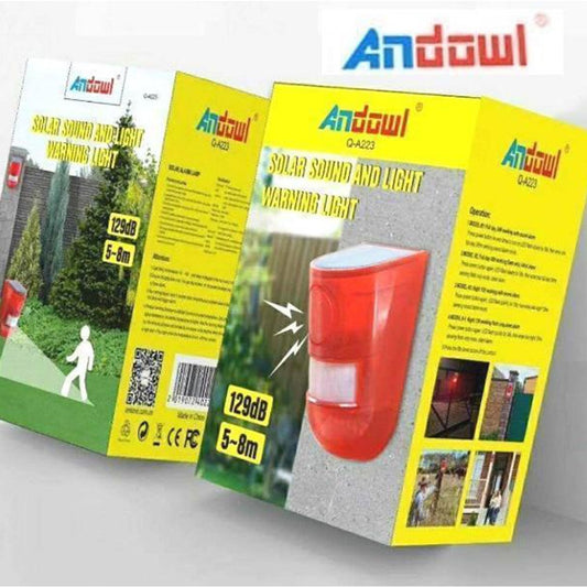 ANDOWL Q-A233B solar sound and light alarm packaging