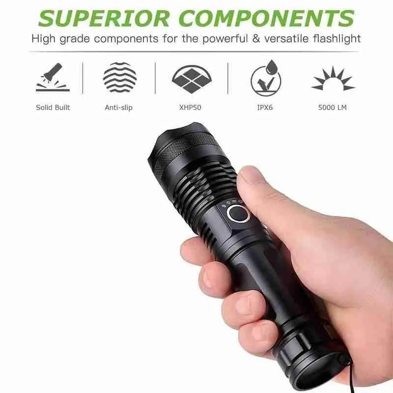 ANDOWL RECHARGEABLE 18650MAH FLASHLIGHT-Q-5109 - NeonSales {{ shop.shopifyCountryName }}