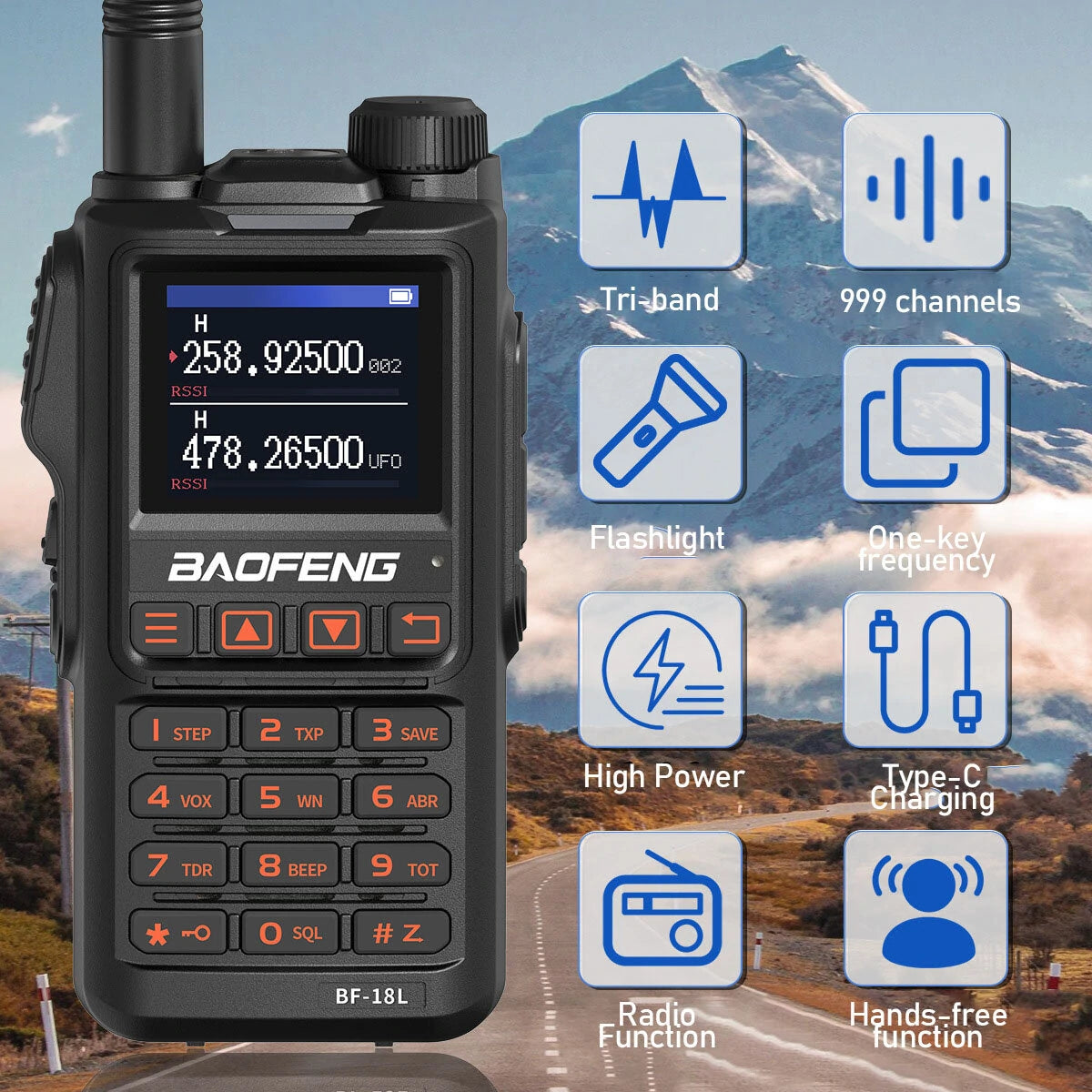 BAOFENG UX-19 TRI-BAND 18W USB-C RADIO, TFT SCREEN - NeonSales {{ shop.shopifyCountryName }}
