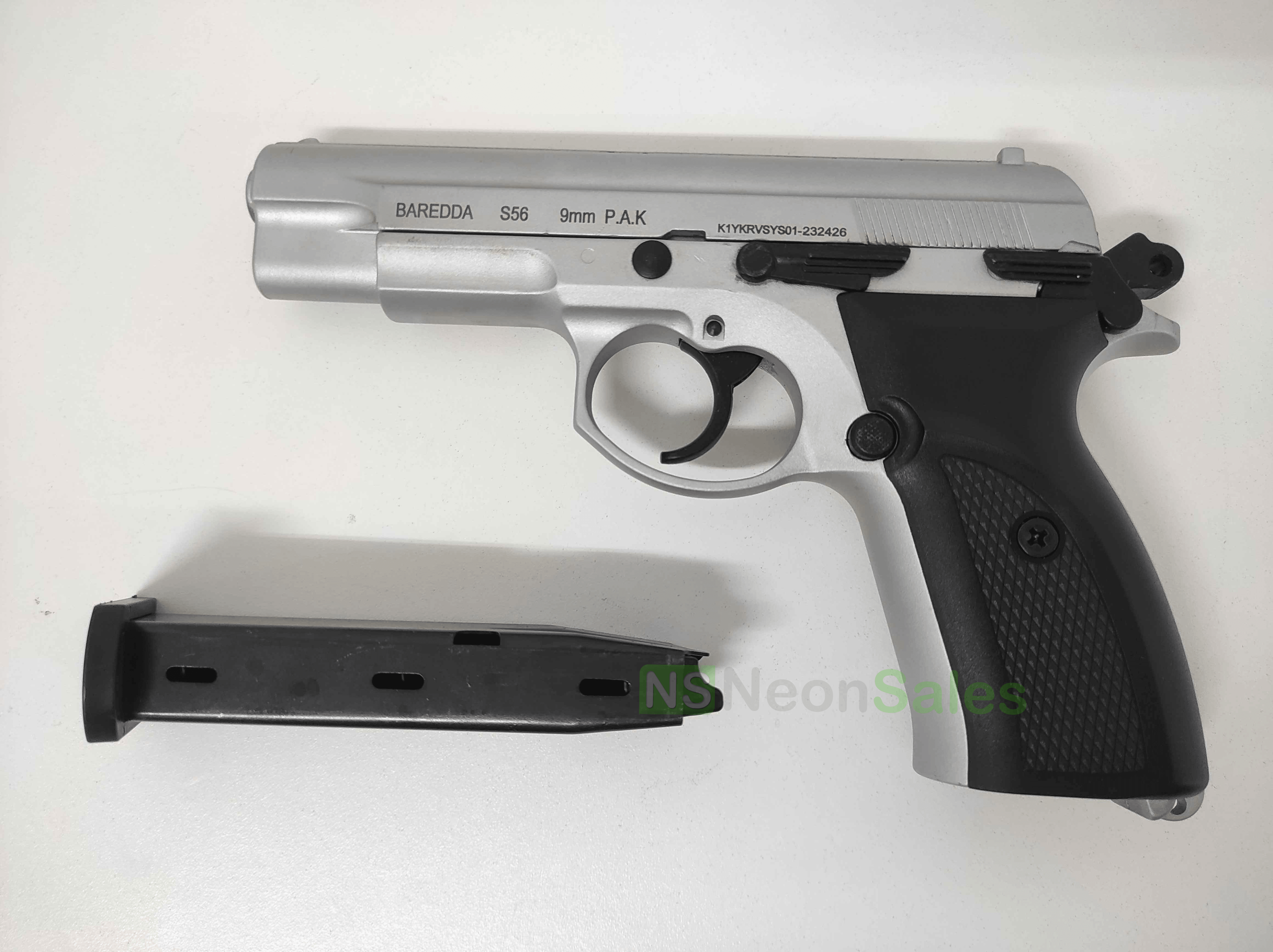 BAREDDA S56 BLANK GUN - MATTE CHROME - NeonSales South Africa