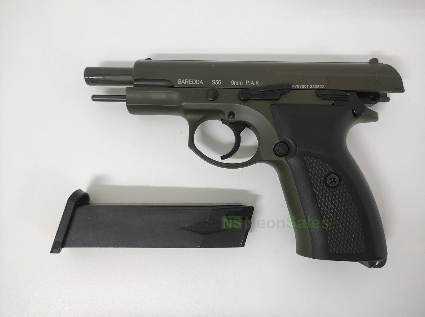 BAREDDA S56 OLIVE DRAB + 10 BLANKS + HOLSTER - NeonSales {{ shop.shopifyCountryName }}