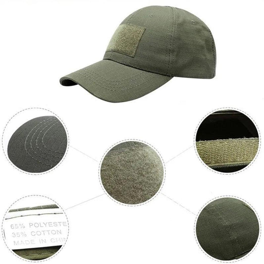 BASEBALL CAP W/ VELCRO PANELS - ARMY GREEN - NeonSales {{ shop.shopifyCountryName }}