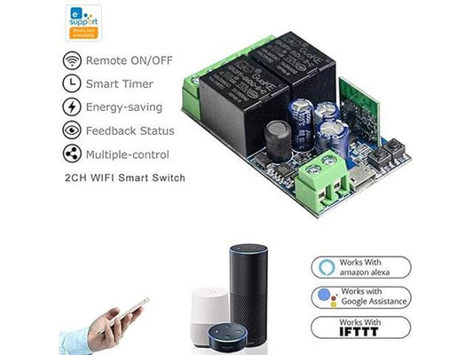 SONOFF 2 CHANNEL WIFI W/L RELAY 10A - NeonSales {{ shop.shopifyCountryName }}