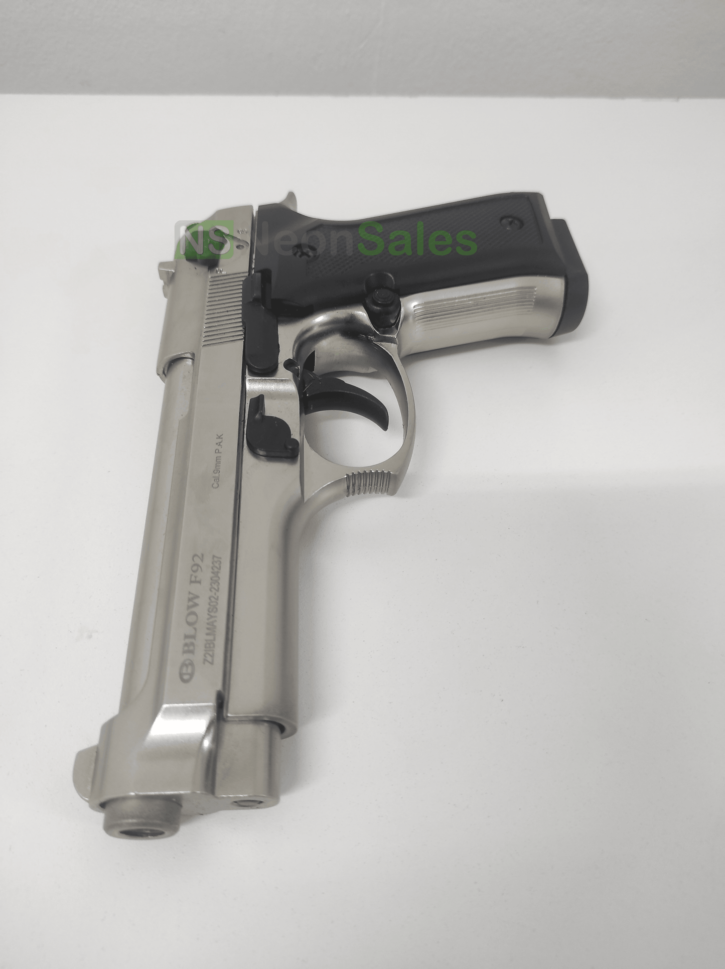 BLOW F92 BLANK GUN - SATIN W/ BLACK GRIPS & TRIM - NeonSales {{ shop.shopifyCountryName }}