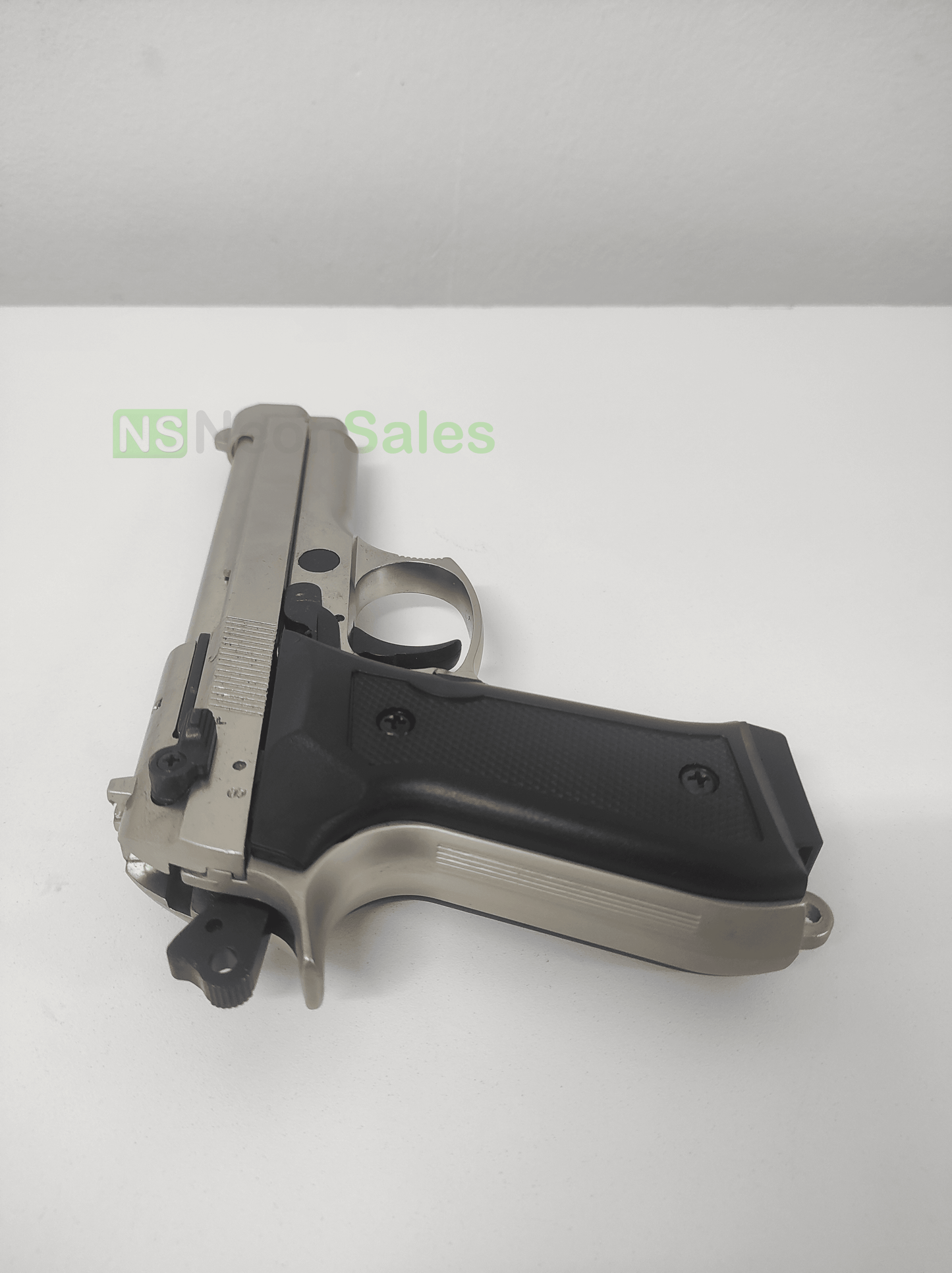 BLOW F92 BLANK GUN - SATIN W/ BLACK GRIPS & TRIM - NeonSales {{ shop.shopifyCountryName }}