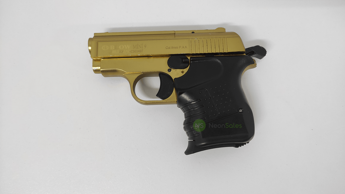 BLOW MINI 9 BLANK GUN - GOLD W/ BLACK GRIPS & - NeonSales {{ shop.shopifyCountryName }}