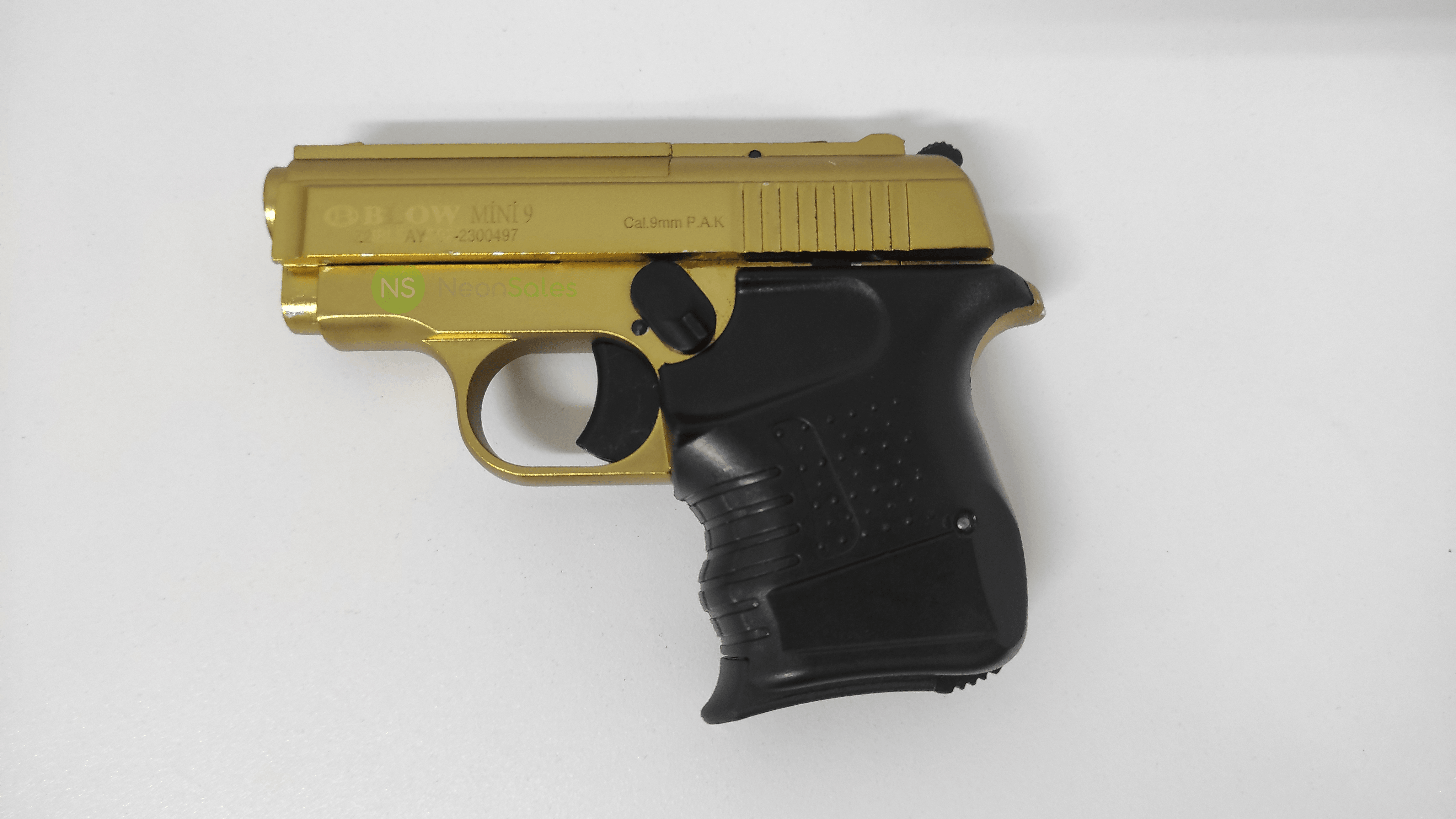 BLOW MINI 9 BLANK GUN - GOLD W/ BLACK GRIPS & - NeonSales {{ shop.shopifyCountryName }}