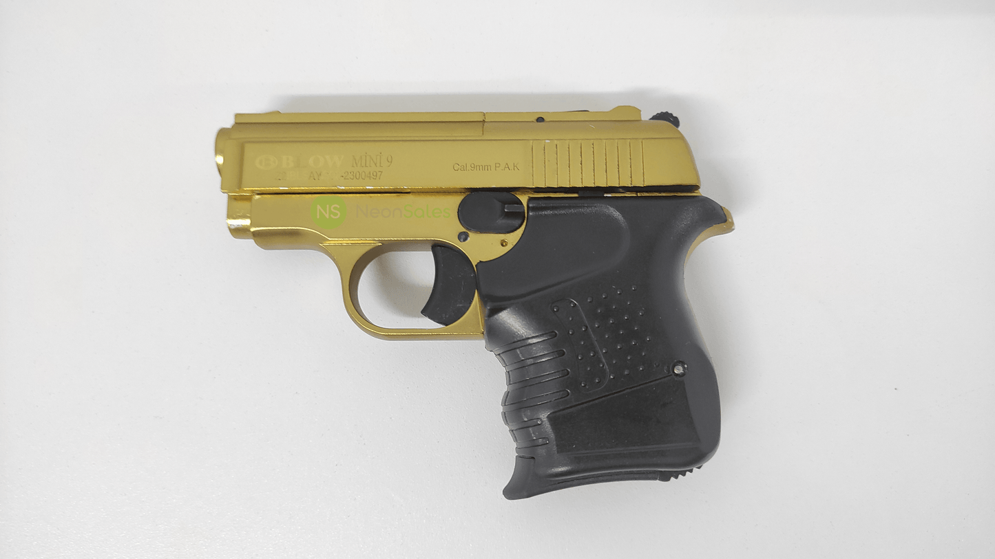 BLOW MINI 9 BLANK GUN - GOLD W/ BLACK GRIPS & - NeonSales {{ shop.shopifyCountryName }}