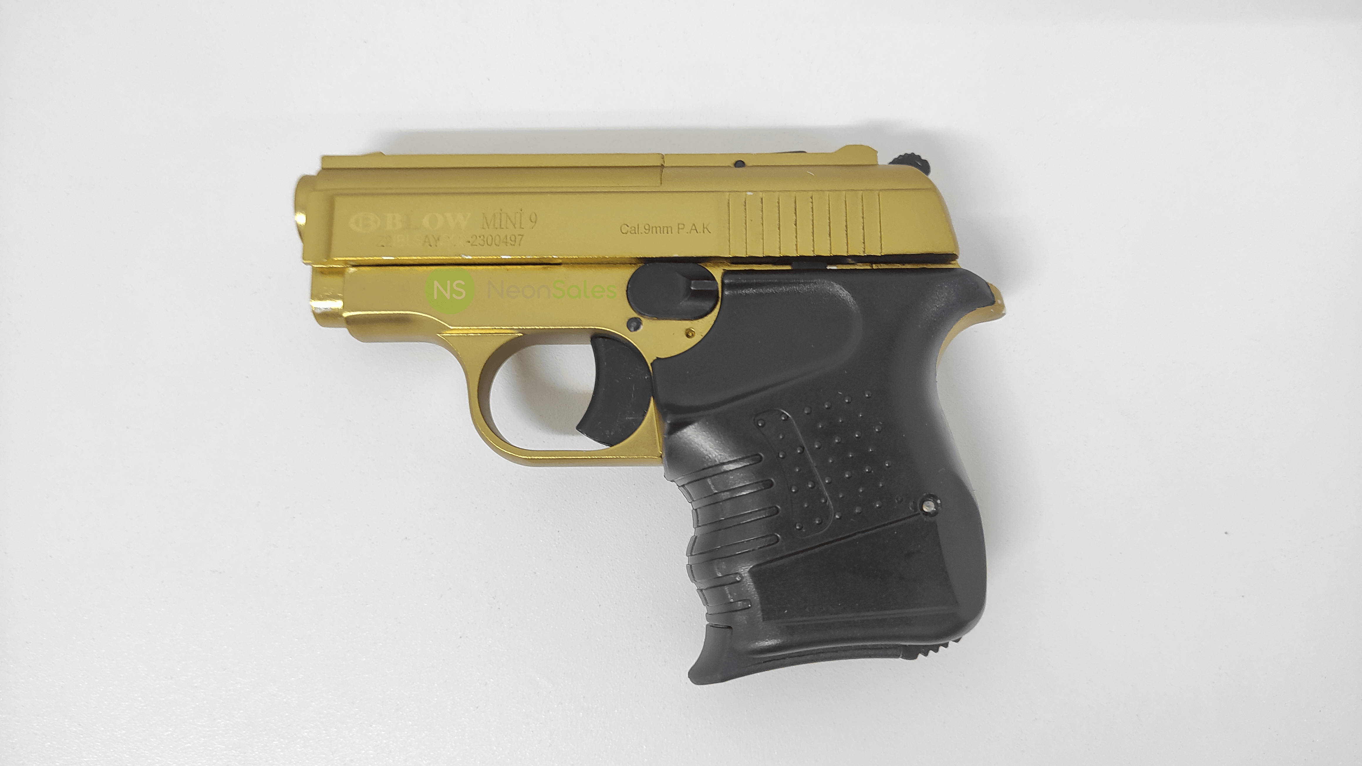 BLOW MINI 9 BLANK GUN - GOLD W/ BLACK GRIPS & - NeonSales {{ shop.shopifyCountryName }}