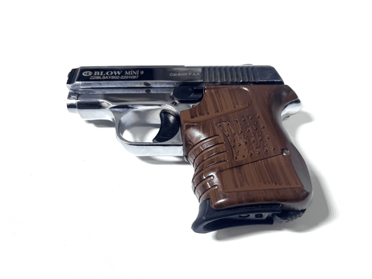 BLOW MINI 9 SHINY CHROME W/BROWN GRIPS + 15 BLANKS - NeonSales {{ shop.shopifyCountryName }}