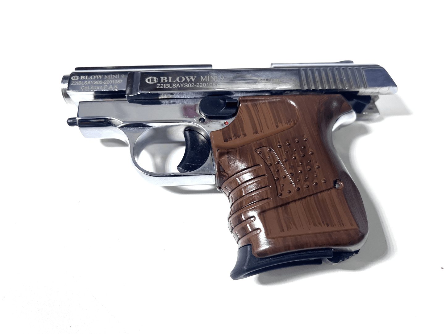 BLOW MINI 9 SHINY CHROME W/BROWN GRIPS + 15 BLANKS - NeonSales {{ shop.shopifyCountryName }}