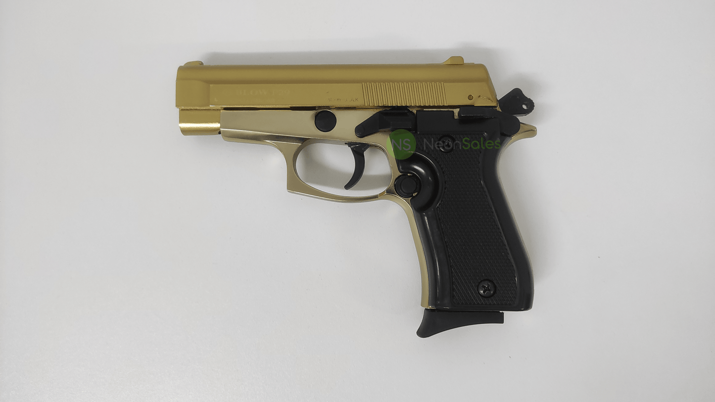 BLOW P29 BLANK GUN - GOLD W/ BLACK GRIPS & TRIM - NeonSales {{ shop.shopifyCountryName }}