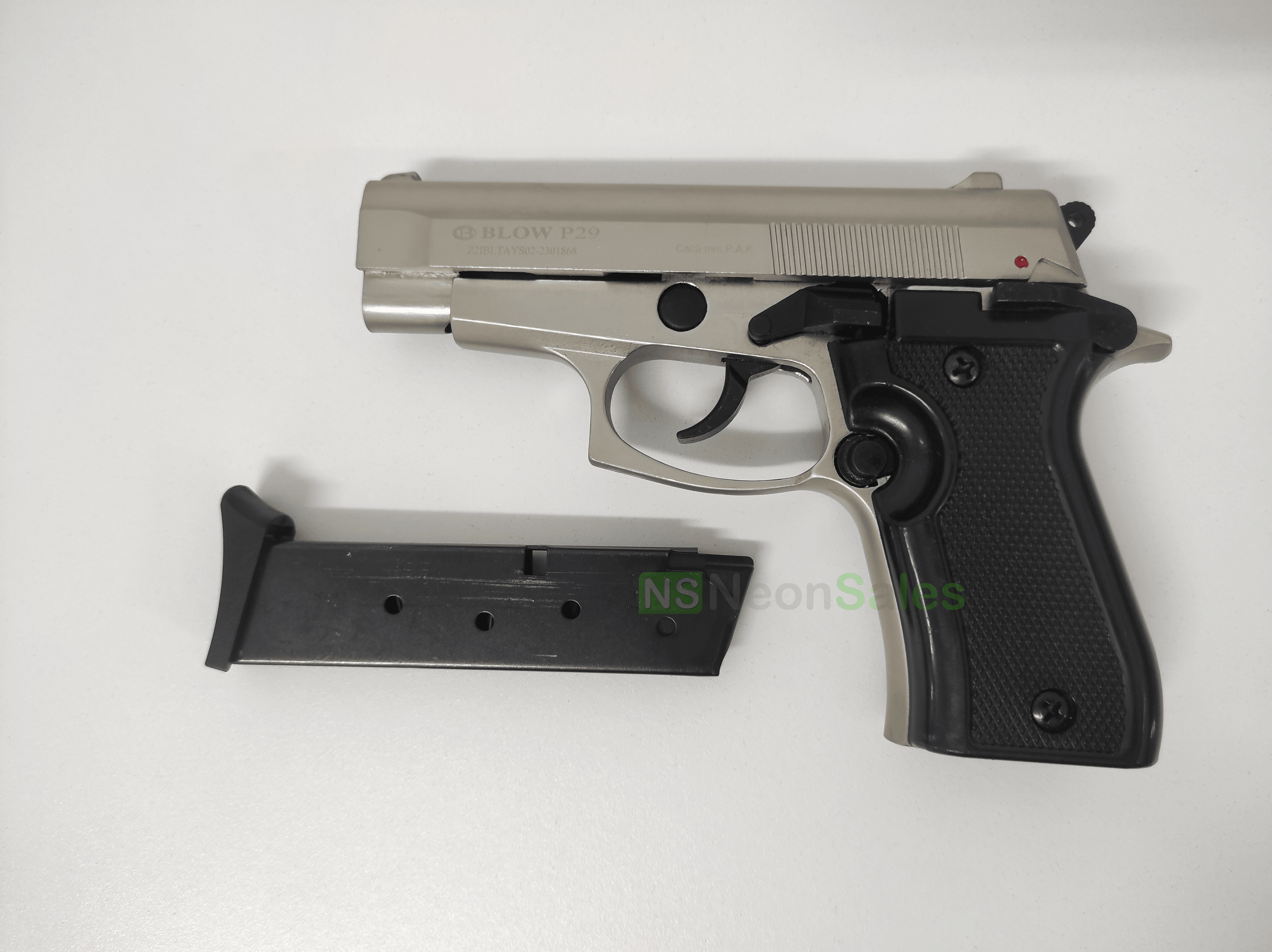 BLOW P29 BLANK GUN - SATIN W/ BLACK GRIPS & - NeonSales {{ shop.shopifyCountryName }}