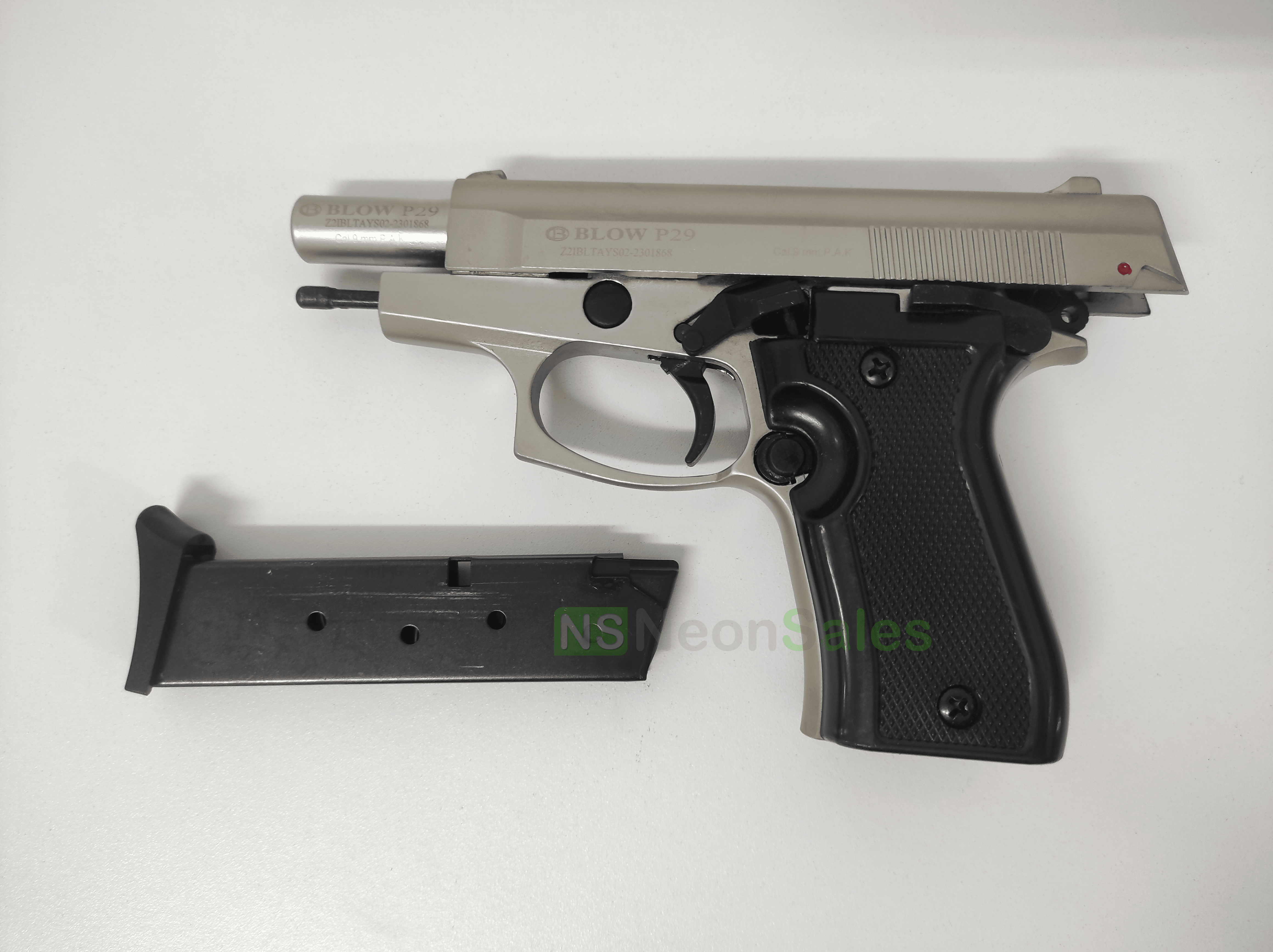 BLOW P29 BLANK GUN - SATIN W/ BLACK GRIPS & - NeonSales {{ shop.shopifyCountryName }}
