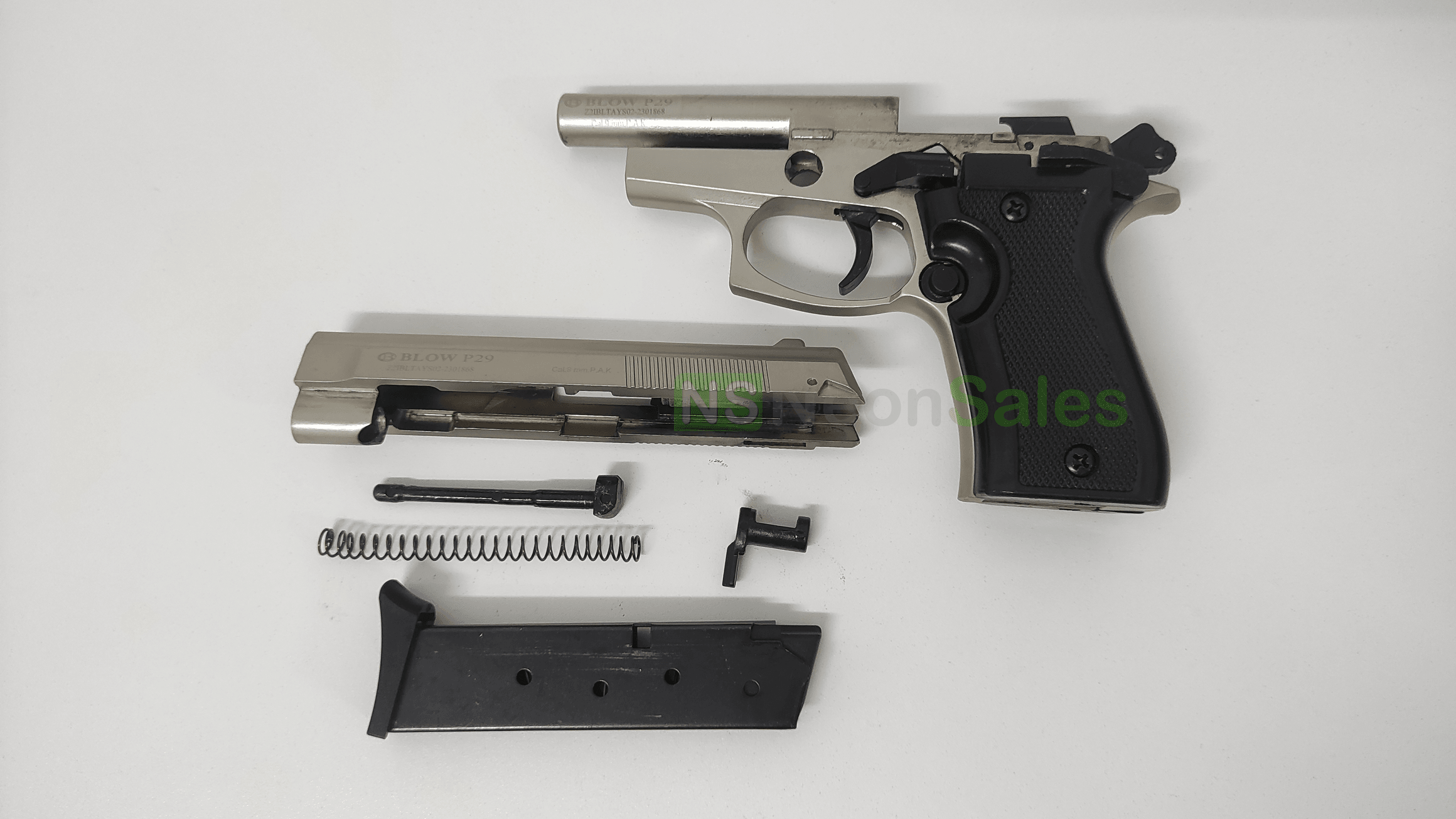 BLOW P29 BLANK GUN - SATIN W/ BLACK GRIPS & - NeonSales {{ shop.shopifyCountryName }}