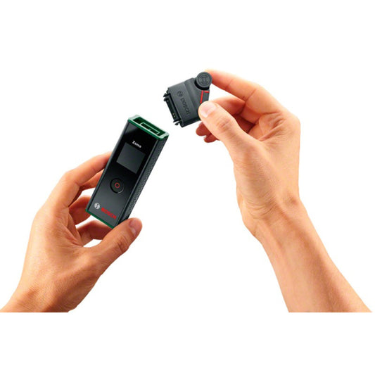 Bosch Zamo III laser measurer showing Quick-click adapter attachment