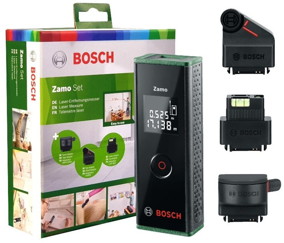 Bosch Zamo III Set with retail box, laser measurer and three adapters