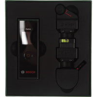 Bosch Zamo III Set arranged with laser measurer and three adapters