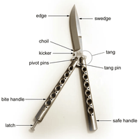 BUTTERFLY KNIFE, STAINLESS W/ LATCH LOCK - NeonSales {{ shop.shopifyCountryName }}