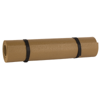 Tan roll-up foam camping mat with carry straps