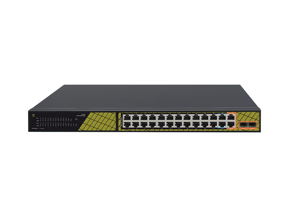 Genata 24-port PoE rackmount switch with RJ45 and SFP uplinks - matching product family